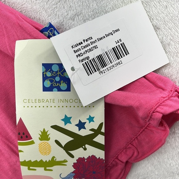 NWT Kickee Pants Bamboo 3-6 Mos, Pink Ruffle Short Sleeve Classic Swing Dress - Picture 2 of 7